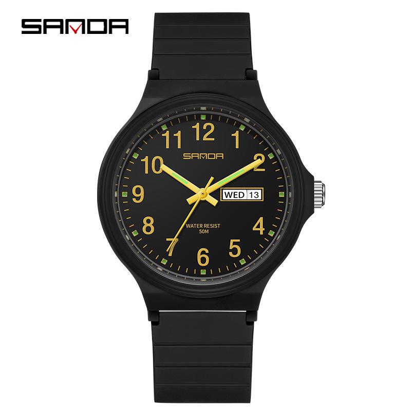 Sanda Unisex Jugend Quartz Prüfungsuhr mit Doppelkalender
