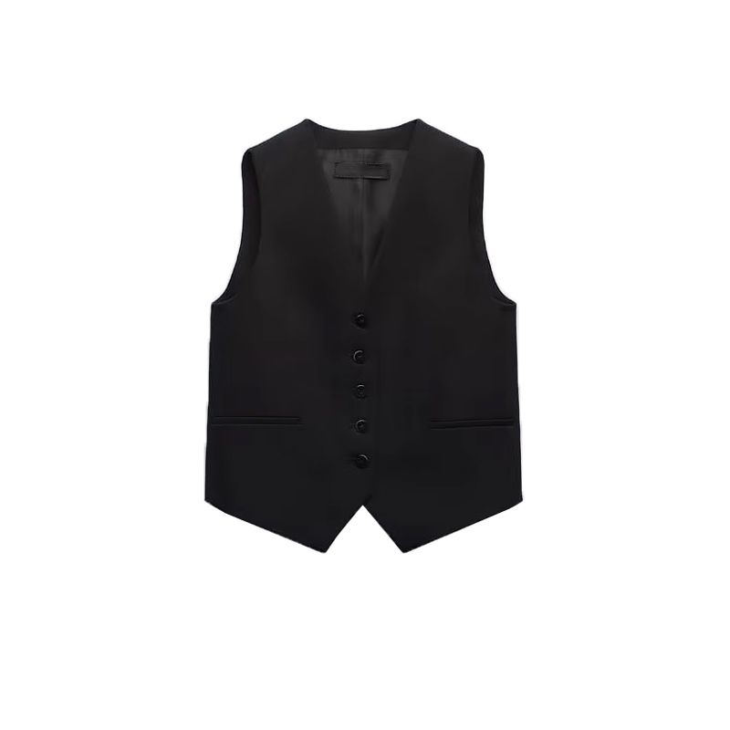 Spring New Fashion Commuter Sleeveless V Neck Short Vest 2966888 High Waist Loose Pants 2955888