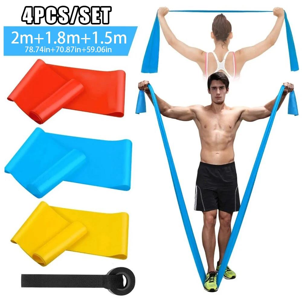 4Pcs/Set Elastic Fitness Bands Resistance Bands Tapes Yoga Pilates Crossfit Stretching Muscular Work Out Equipment 3