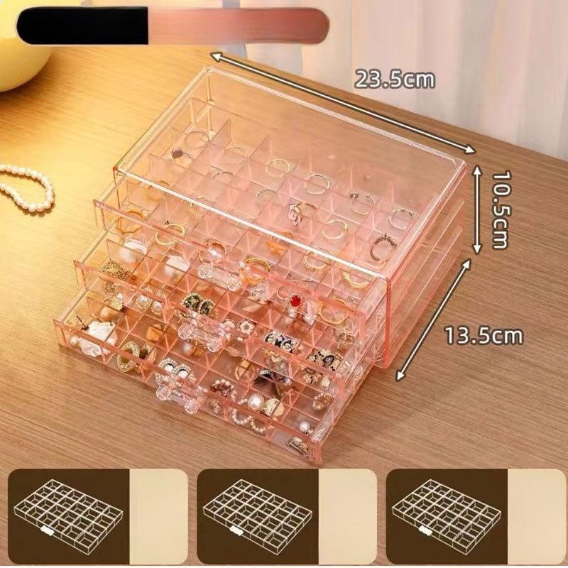 Multi-layer Jewelry Storage Box, Transparent High-end Ring, Stud Earrings, Necklace, Storage Display Rack, Drawer, Jewelry Box.