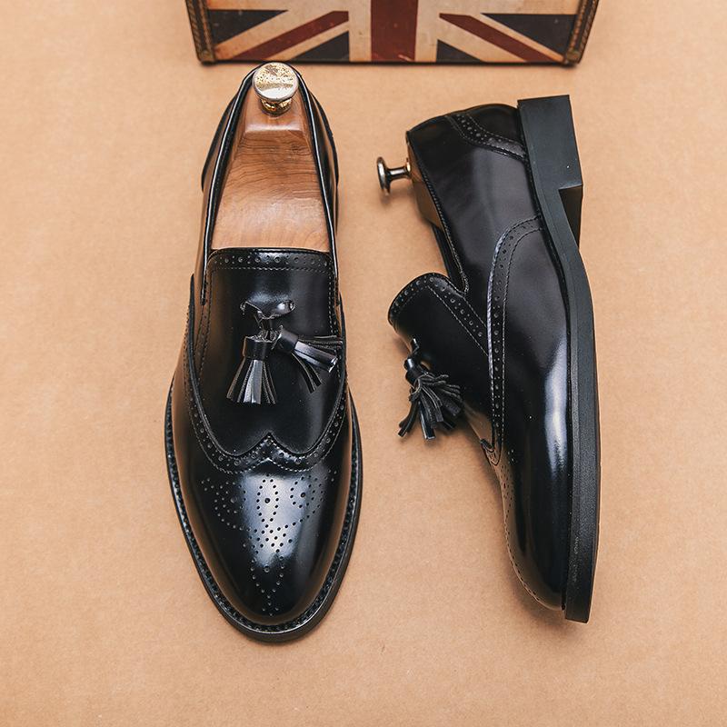 

Men s Shoes Casual Flat Tassel Leather Shoes Large Size 48 Nightclub Europe Station Hairstylist Shoes 47Shoes 38 чёрный