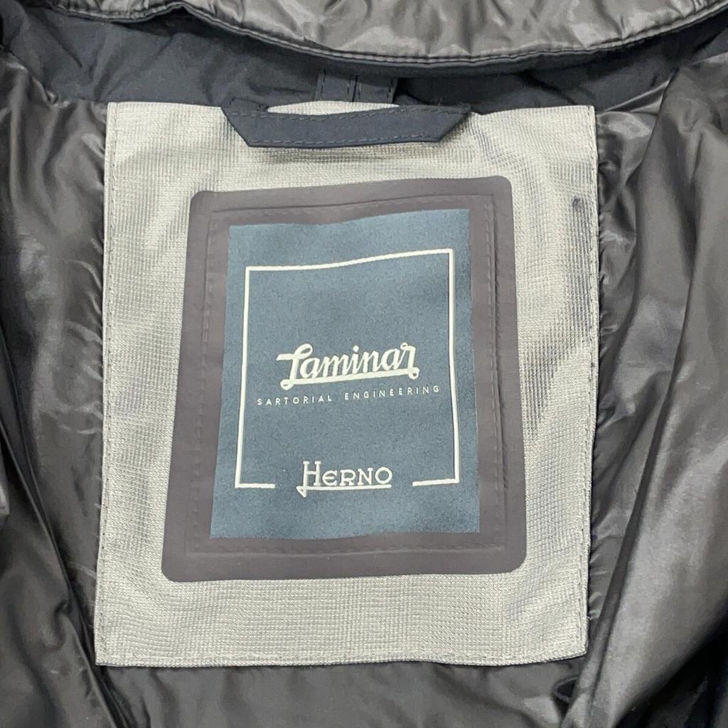 HERNO PI141UL Navy 2-Layer Gore-Tex Chesterfield Hooded Down Coat coat 50 NavyUsed