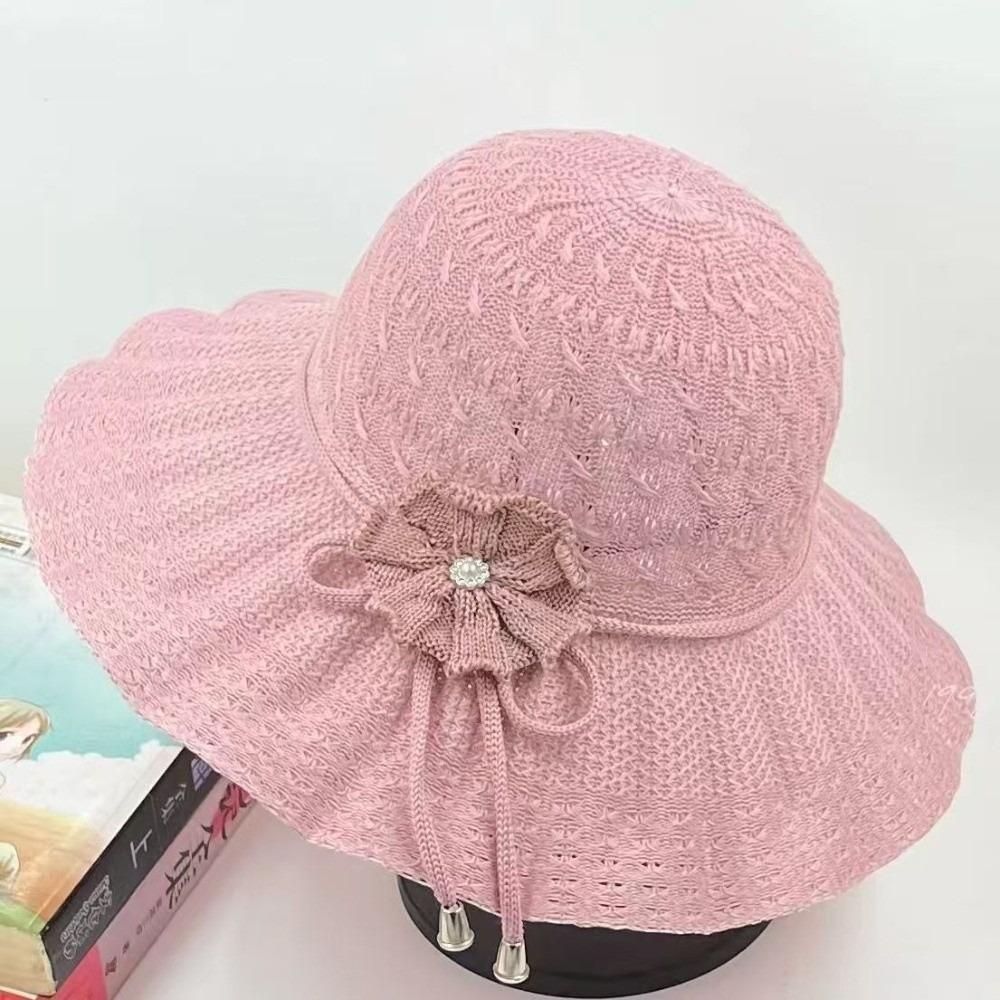 

Breathable Floral Beach Cap UV Protection Wide Brim Hat Fashion Summer Sun Hat Casual Wear розовый