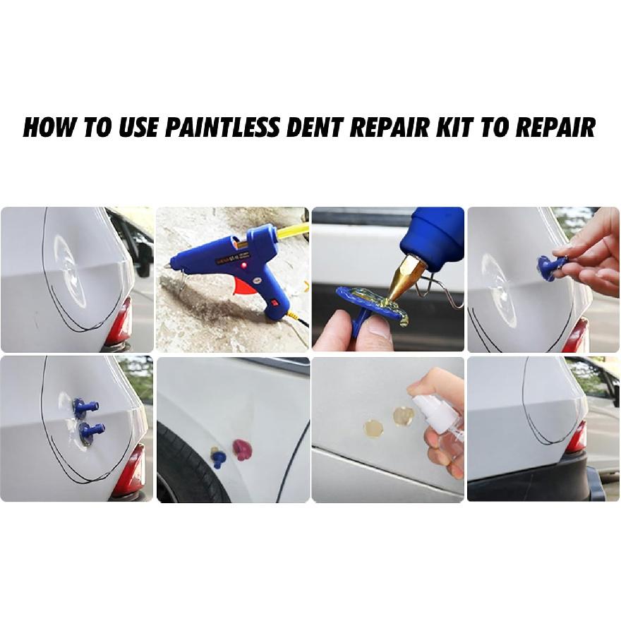 39PCS Auto Dent Puller Kit - Adjustable Golden Dent Remover Tools Paintless Dent Repair Kit Dent Lifter Puller for Car Large & Small Ding Hail Dent