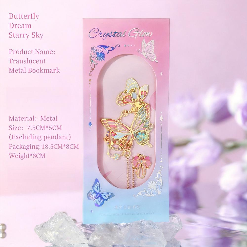 

Painted Enamel Book Marker Smooth Butterfly Metal Bookmark Decorative Chain Bookmark Delicate Floral Design Bookmark For Gift рожевий