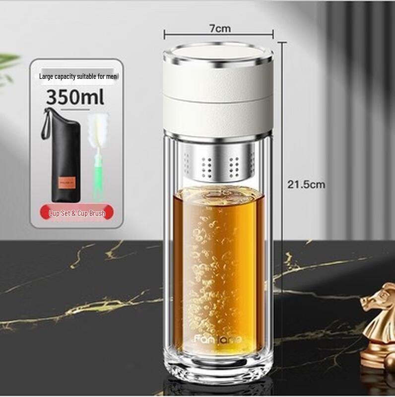 SX Portable Double-Layer Borosilicate Glass Tea Cup