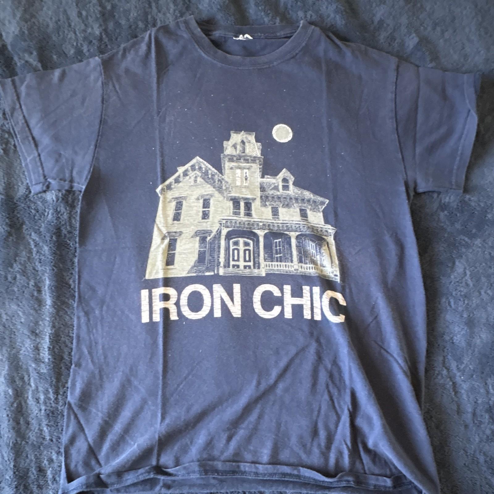 Iron Chic Punk Band Blue Graphic Print T-Shirt Crew Neck Small Unisex T-Shirt S