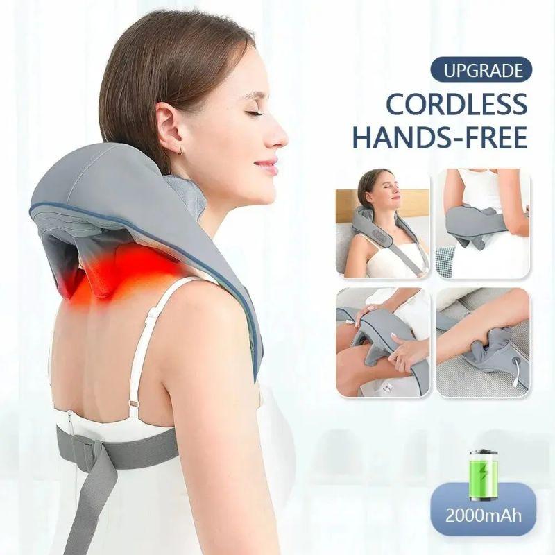 Neck and Shoulder Massage Shawl Heating Kneading 6D Massage Head Deep Massage and Muscle Relaxation Adjustable Wearable Massager