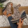 Sexy Leopard Super High Heel Sandals Women 2025 Summer Bohemia Chunky Platform Wedge Heel Velcro Sandals Fashion Beach Shoes