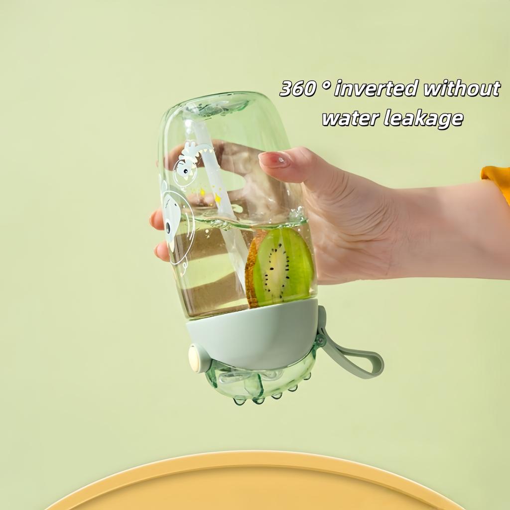 600ml Niedliche & Langlebige Cartoon-Dinosaurier-Trinklernbecher BPA-Frei Tragbare Outdoor-Wasserflasche Kreativer Fütterbecher Mit Strohhalmen Und Deckeln