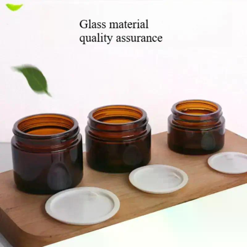 10/15/20/30/50/60g Dark Tan Cream Bottle Glass Separate Bottle Face Cream Eye Cream Box Empty Container Refillable Bottles