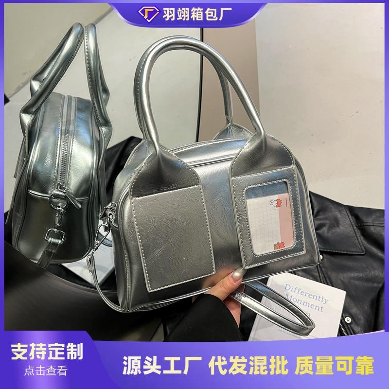 High-end niche silver bag women's new summer versatile messenger bag fashionable portable pillow bag