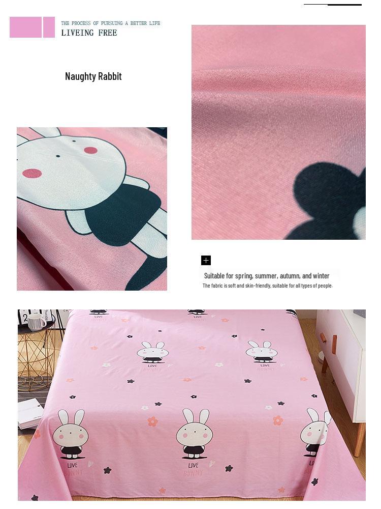 Flannel Cartoon Bed Sheet for Student Dormitory - Single/Double Bed, Free Shipping