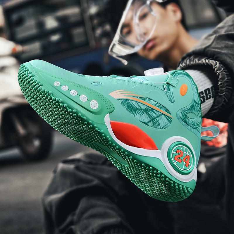 Świecące w ciemności buty do koszykówki high bullet do prawdziwej walki męskie nowe profesjonalne młodzieżowe zapinane na obrotowy guzik oddychające buty sportowe