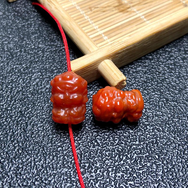 Red Agate Baby Buddha & Yellow Jambhala Beads for DIY Bracelet Accessories
