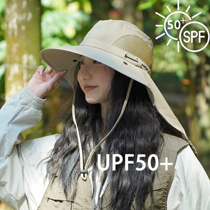 Sunscreen hat women's summer big eaves anti-purple line fishing shading neck mask integrated mountaineering bucket hat