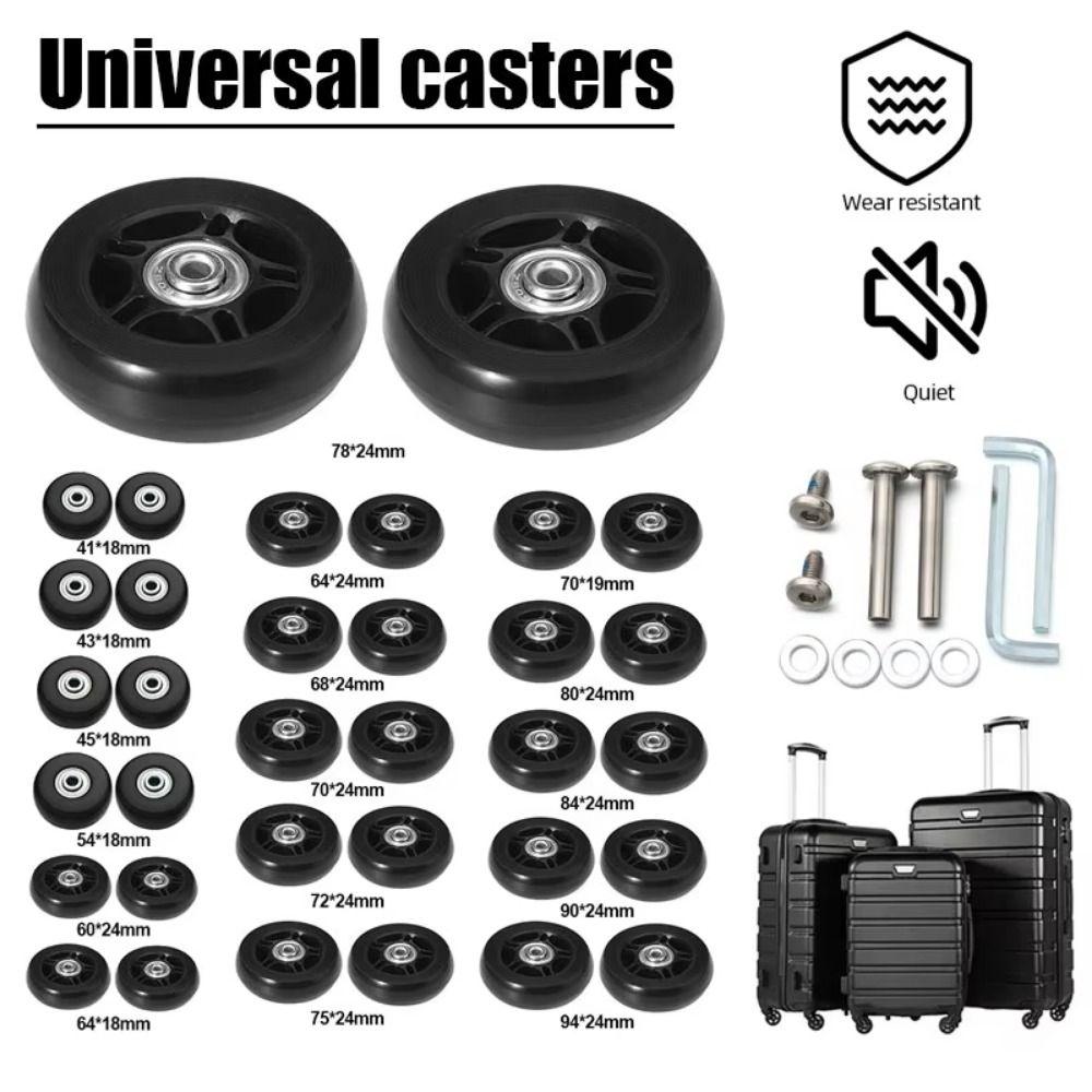 Flexible Travel Luggage Silent Casters 40-70mm Wheel Replacement Set  Suitcase Parts
