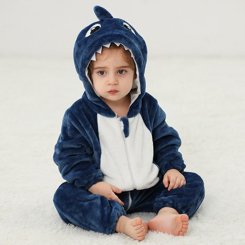 MICHLEY New Autumn and Winter Flannel Climbing Clothes Baby Pajamas Children's Class A Flannel Animal Onesie