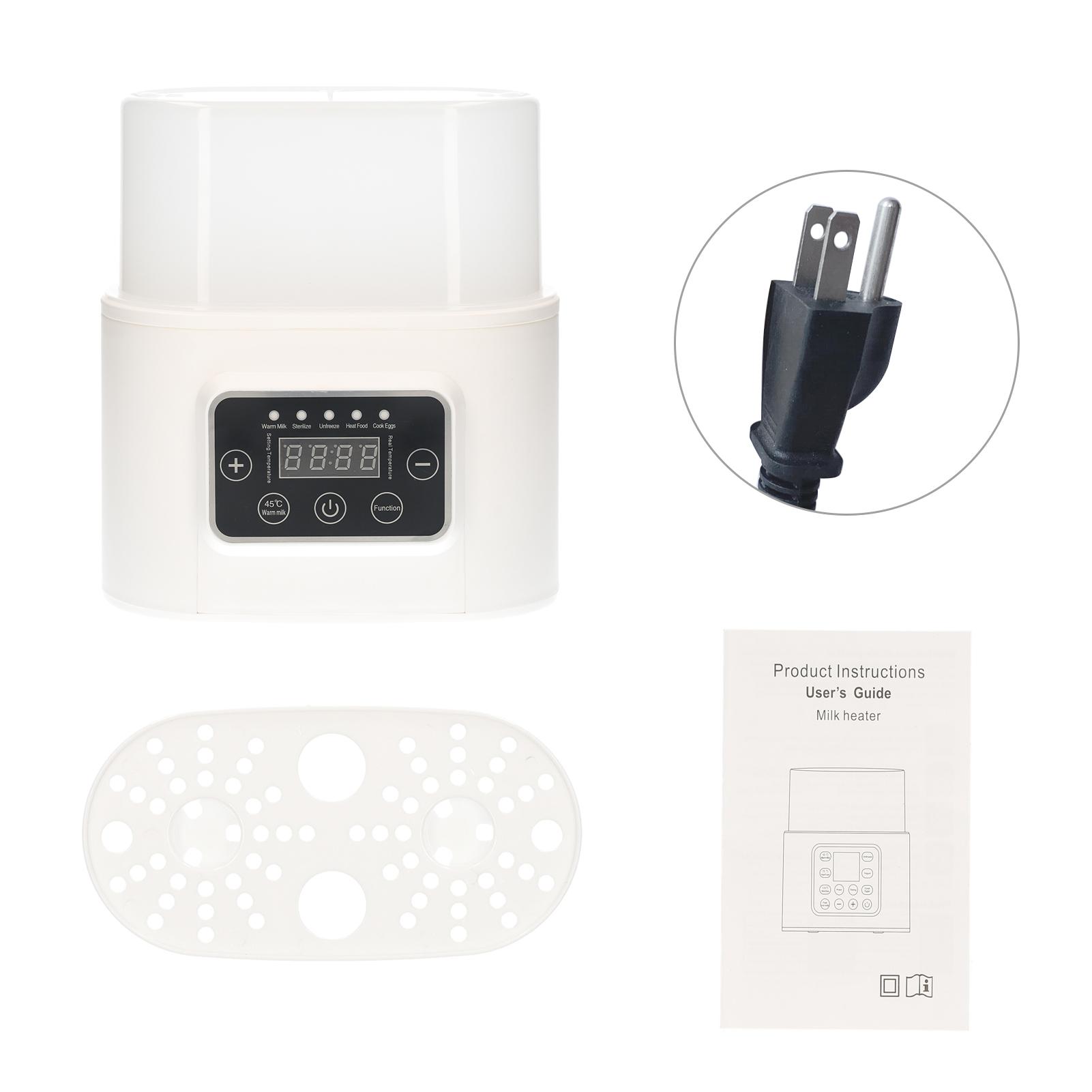 

Подогреватель детских бутылочек 5-в-1, цифровой подогреватель детского питания с таймером, цифровым дисплеем, паровой стерилизатор для двух бутылочек, размораживание, вилка стандарта США