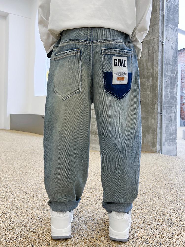 Boys' Cool Soft Denim Jeans: Stylish, Loose-Fit Sporty Trousers for Autumn 2025