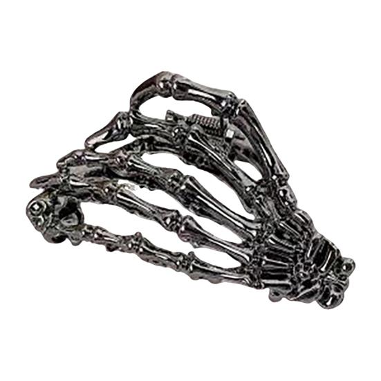 Halloween Hair Claw Black Spider Web Skeleton Hand Bat Shape Hair Clip Anti-slip Teeth Back Head Shark Hair Clip Styling Accessory