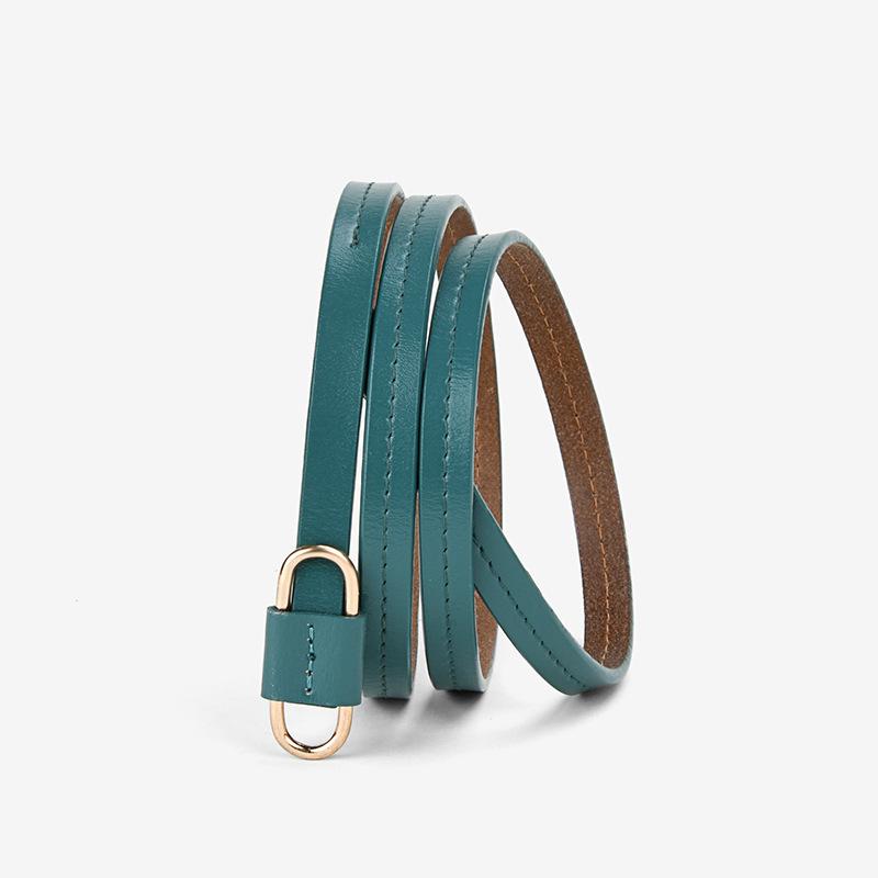 Women's Soft Leather Belt Cowhide Belt Genuine Leather Thin Belt Without Punching Leather