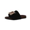 Popular British platform beach shoes summer new one-pedal lazy slippers versatile colorful fringed bag head slippers