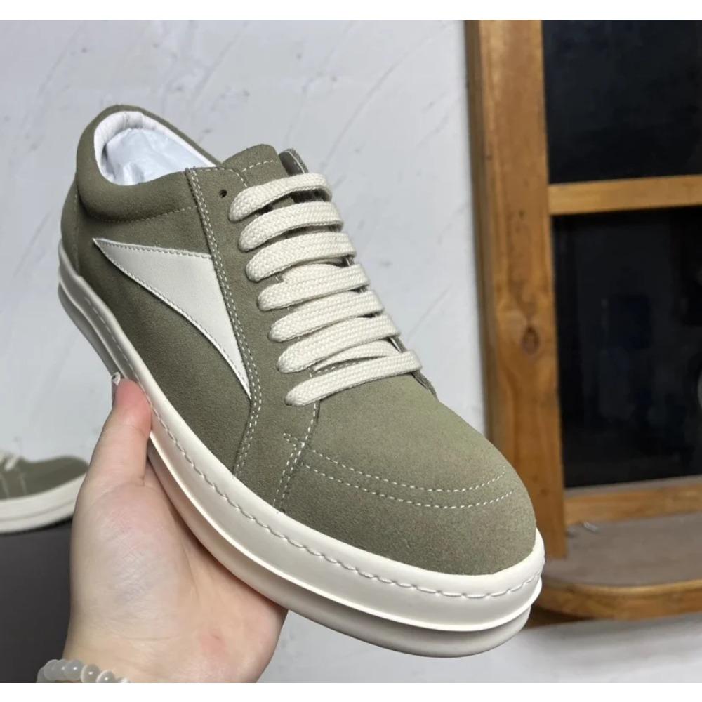 Rock Vintage Men Genuine Leather Round Casual Shoes Luxury Trainers Lace Up Women Flat Sneakers Hip-hop Street Dunk Shoes