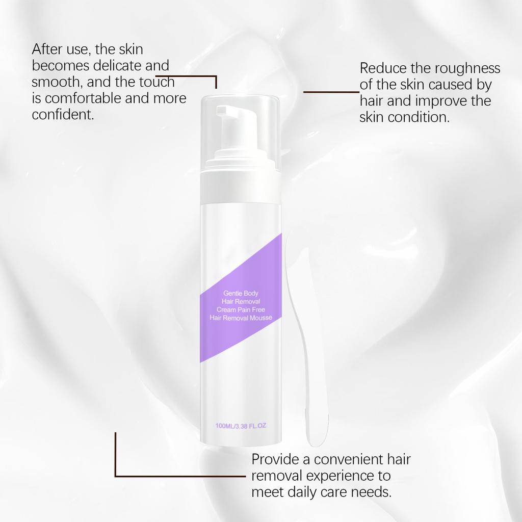 Spray Suave Depilatorio Corporal Para Axilas, Partes Íntimas, Zona Púbica Área del Bikini, Material Infundido con Vitamina E Calma Protege Repara la Piel 140ml