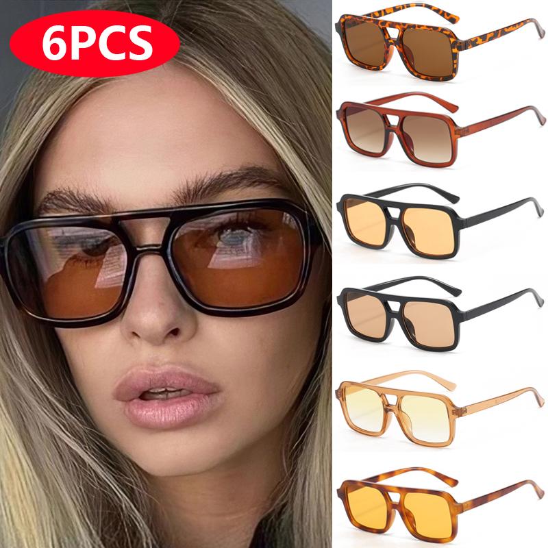 3pcs/6pcs Latest Parallel Bars Versatile Sun Glasses Vintage Retro Fashionable Outdoor Use Sunglasses Riding UV Protection Eyeglasses Women