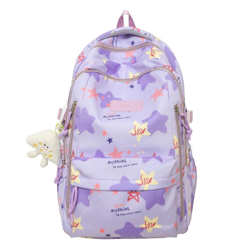 Backpack Middle and high school student schoolbag Large capacity personalized girl heart print travel Outdoor leisure backpack