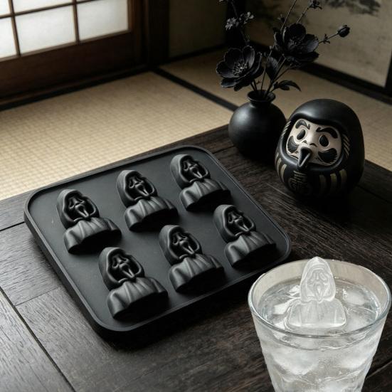 Forma de Silicone para Gelo com 6 Cavidades de Caveira Bandeja de Gelo de Liberação Fácil Rosto de Fantasma Gritando Forma Antiaderente para Fazer Cubos de Gelo para Uso na Cozinha e no Bar