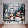 Christmas Snowman Curtains Winter Wonderland 2 Panels 3D Digital Print Holiday Decor Bedroom Living Room Cozy Romantic Snowfall