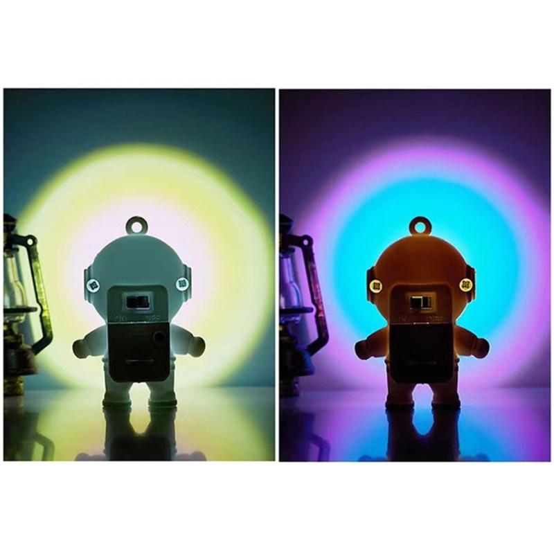 Fashion Space Astronaut Keyring Sunset Projector Light Keychain Pendant Female Couple Bag Ornament Keychains Gifts