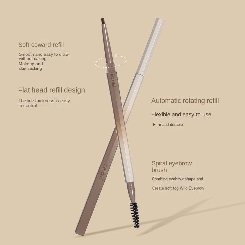 Creion pentru sprâncene modelat tridimensional, cu capete dublu, ultra-fin, rezistent la apă și transpirație, natural și de lungă durată, sprâncene sălbatice definite