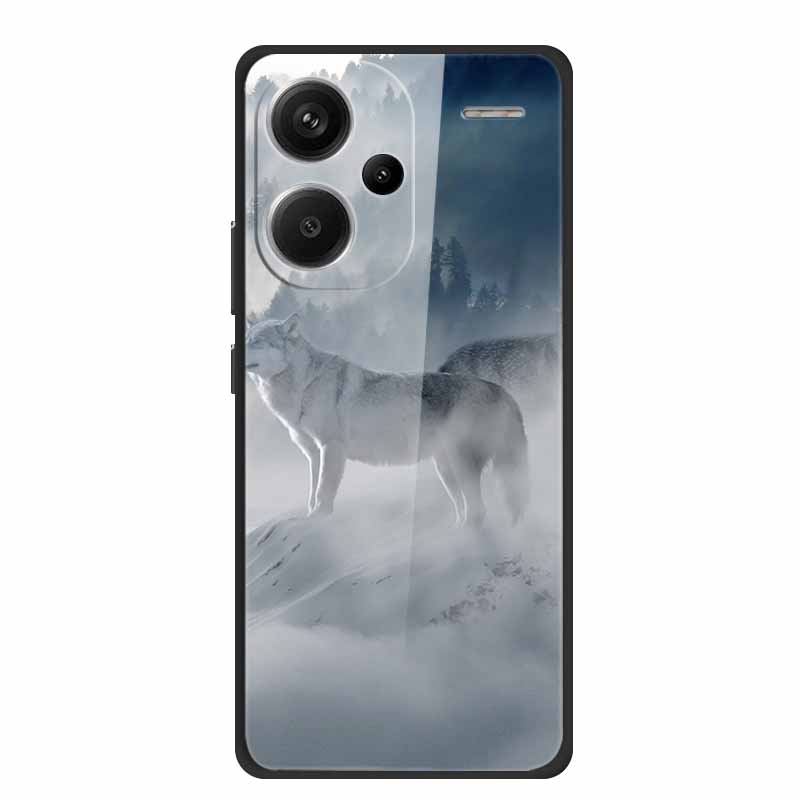 

Animal Phone Case for Redmi Note 13 Pro+ Luxury Funda Redmi Note13 13 Pro Plus Fashion Hard Tempered Glass Back Cover Lion Wolf -Redmi Note13 Pro 5G