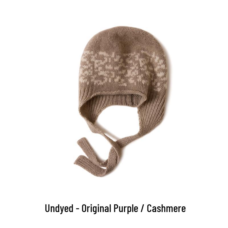 Korean Style Cashmere Color Block Beanie with Pom-Pom - Versatile, Warm, Thick Knit for Cold Weather One Size