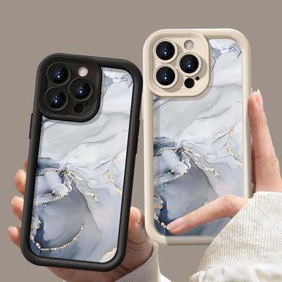 Fashion Marble Print Soft Shockproof Phone Case For iPhone 16 Pro Max 15 Pro 14 Plus 13 12 11 XR XS 8 7 Lens Protection Matte TPU Back Cover