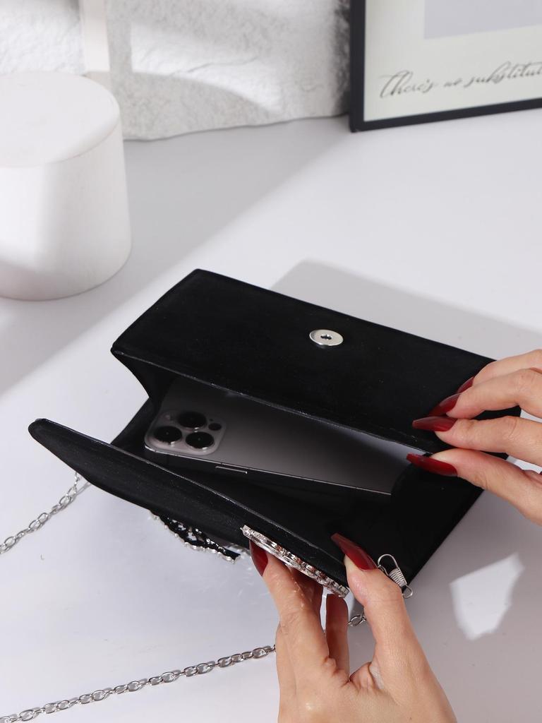 Velvet Rhinestone Crossbody Evening Bag: Luxurious High-End Women's Handbag