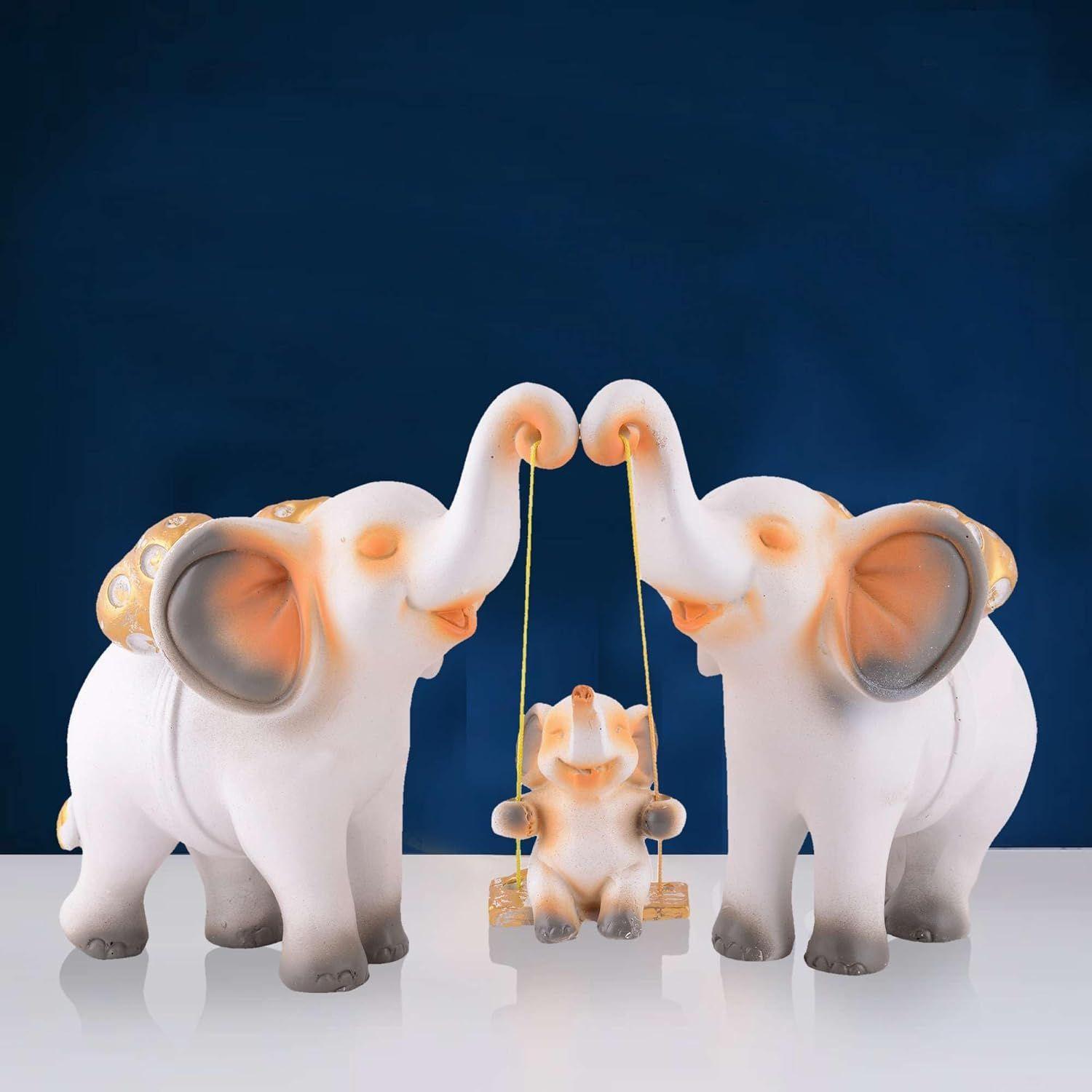

Resin Set of 3 Elephent showpiece for Home Decoration Items Table Dcor Living Room Gift Boxes for Weddings, Parties, Housewarming