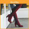 Elegant Women Boots Over Knee High Heel Stylish Winter Autumn Slip-on Lace-up Shoes