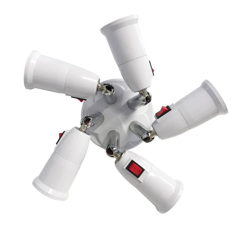 360 Grad verstellbarer 2/3/4/5 in 1 E27 Splitter Steckdosenadapter E27 Standard LED-Birnen verstellbar für Büroflur