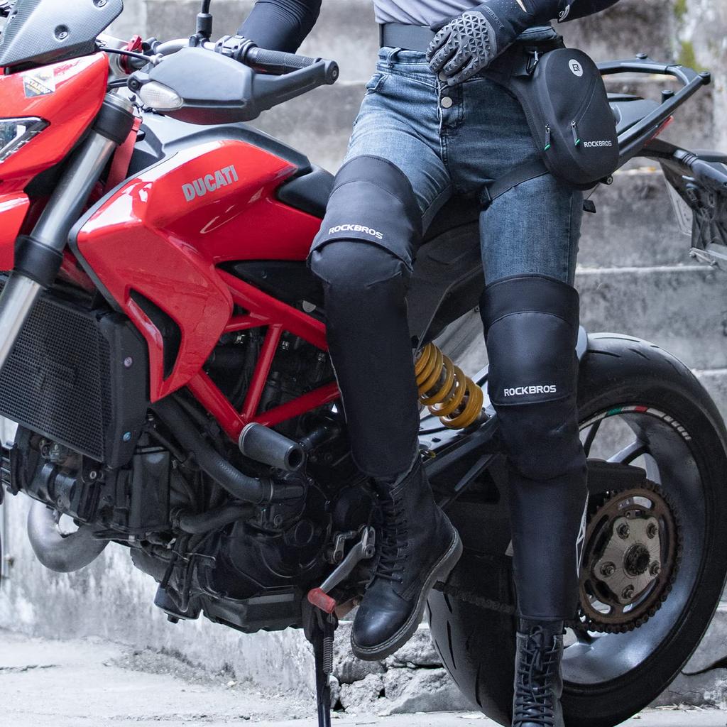 Rock Bros Leg Warmers Bike Leg Cover Cold Protection Windproof Heat Insulation 3M Knee Protector Knee Pads for Outside Wearing Cold Protection Double