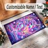 Alfombra de Suelo de Terciopelo de Cristal con Temática de Unicornio, Alfombra Cálida Personalizada con Nombre y Texto, Decoración del Hogar