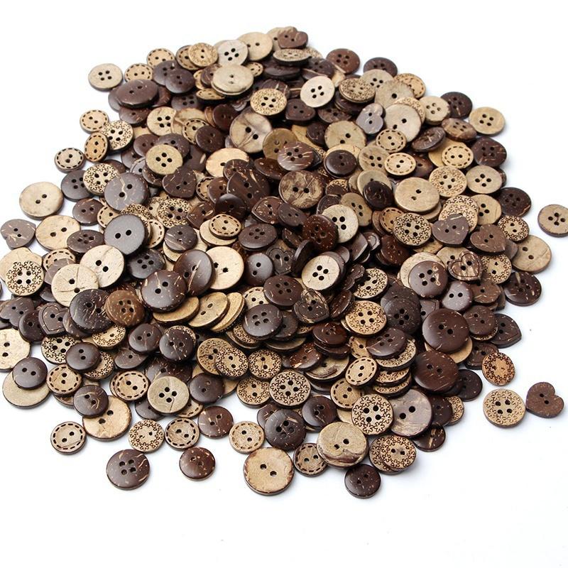 50pcs Lot 18mm Brown Coconut Shell-4 Holes-Buttons Sewing Scrapbooking Diy Clothing Accessories