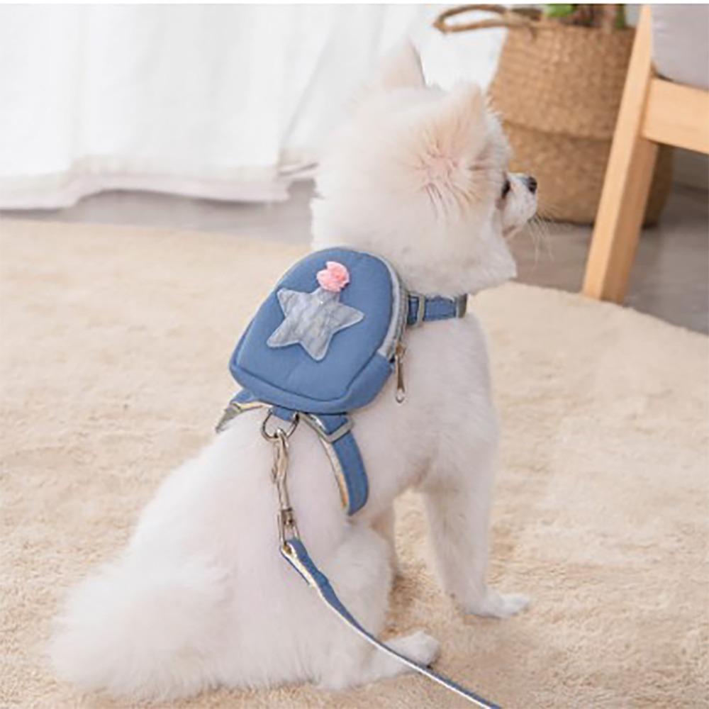 Escape Proof Dog Leash Adjustable Small Dog Harness Cute Star Pattern Dog Harness  Street Walk