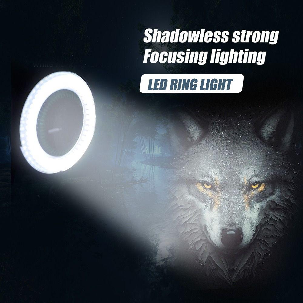 Adjustable 144 LED Ring Light Black White Microscopes Protective Cover  Microscope