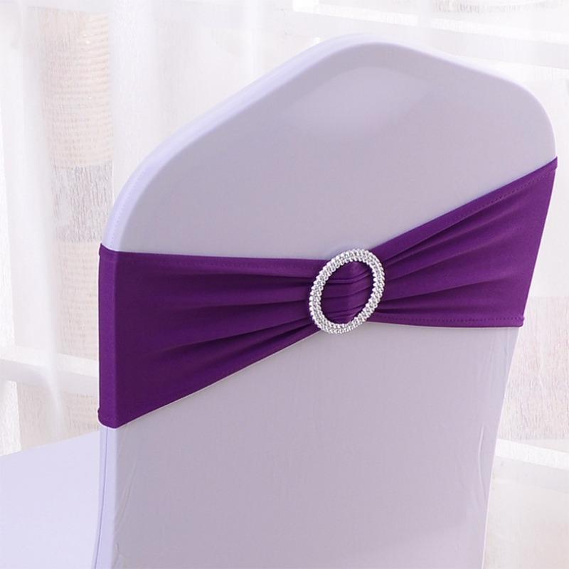 Wedding Decoration Birthday Party Chair Cover Elastic Hoop Bow Tie Elastic Fabric with Circular Buckle Suitable for All Banquet Chairs in The Hotel