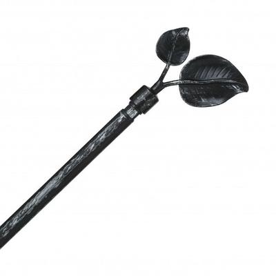 Metal Curtain Rod 120 To 210 Cm with Decorative End Caps Atmosphera - Black Fleur De Lys - Black Fleur De Lys -