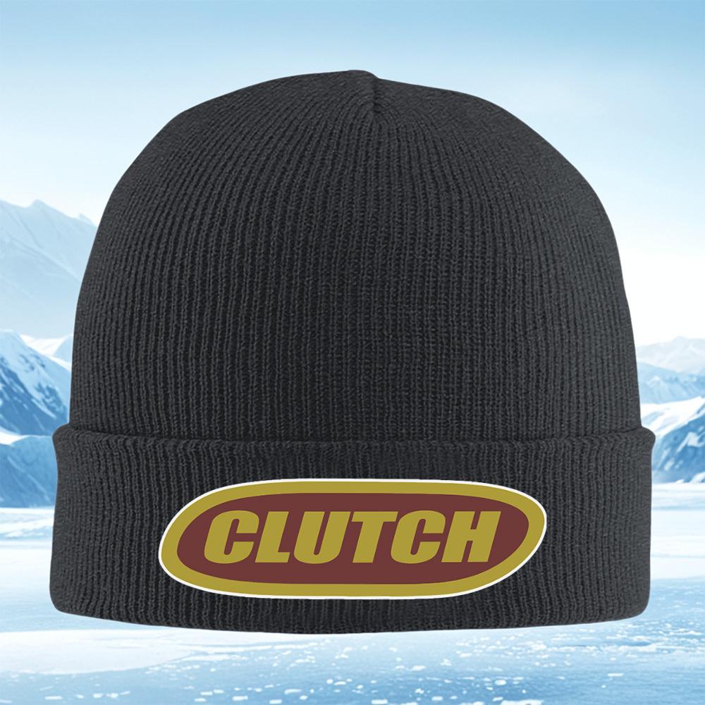 CLUTCH Text Logo Design Oval Shape Men Women Unisex Knitted Hat Beanie Pullover Cap Winter Thermal Warm Christmas Outdoor Cyclin